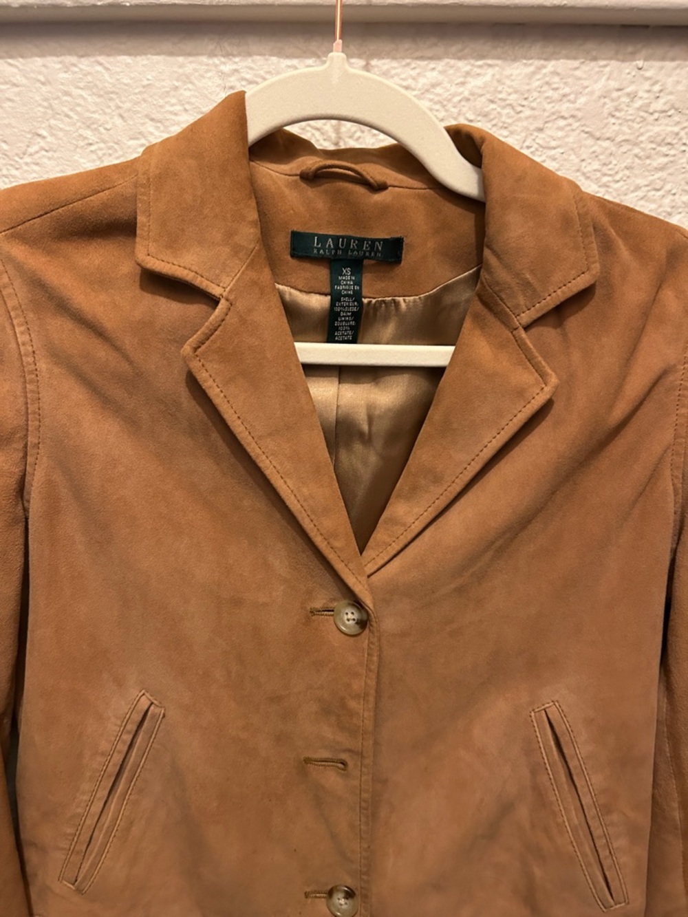 Lauren Ralph Lauren Camel Suede Button-Front Blazer Jacket - Picture 3 of 6